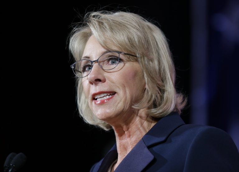 U.S. Education Secretary Betsy DeVos speaks during a dinner hosted by the Washington Policy Center in Bellevue, Wash.
(Ted S. Warren/AP)