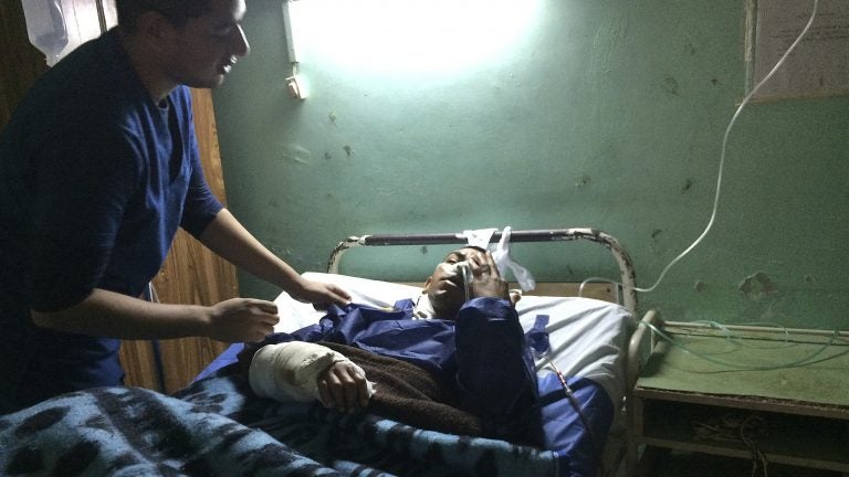 Sulieman Awad receives medical treatment at the Suez Canal University hospital in Ismailia, Egypt, a day after he was injured during an attack on a mosque. Militants attacked a crowded mosque during Friday prayers in the Sinai Peninsula, setting off explosives, spraying worshippers with gunfire and killing more than 300 people. Sulieman Awad receives medical treatment at the Suez Canal University hospital in Ismailia, Egypt, a day after he was injured during an attack on a mosque. Militants attacked a crowded mosque during Friday prayers in the Sinai Peninsula, setting off explosives, spraying worshippers with gunfire and killing more than 300 people. (Amr Nabil/AP)