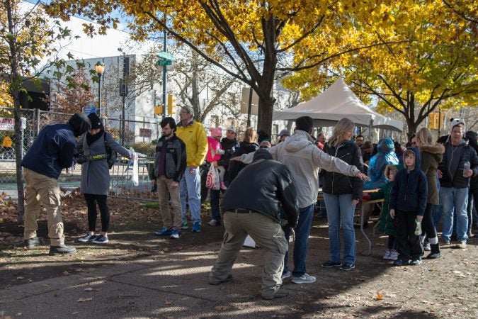 Security was tight as spectators lined up to enter the gated off areas of the parkway at the 23rd annual Philadelphia Marathon on Sunday, November 19th, 2017.