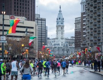 File photo: Runners weave their way through historic Philadelphia at the 23rd annual Philadelphia Marathon on Sunday November 19th, 2017. (Emily Cohen for WHYY)