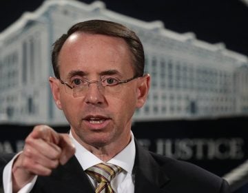 Deputy Attorney General Rod Rosenstein speaks during a news conference October 17, 2017, at the Justice Department in Washington, D.C.