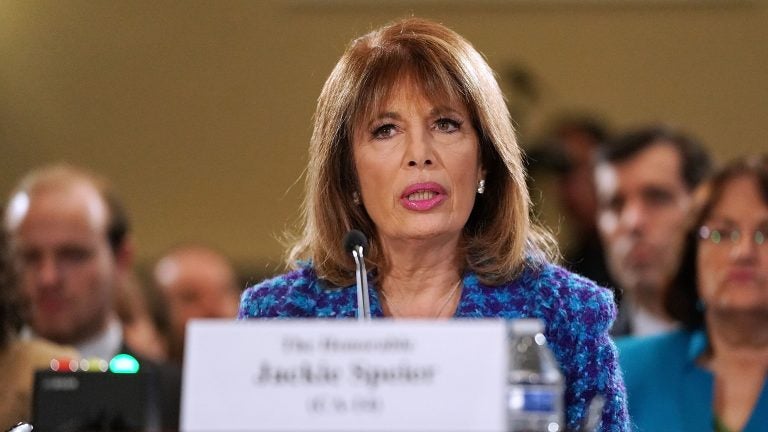 Rep. Jackie Speier, a Democrat from California testifies on Capitol Hill Tuesday and leveled accusations of sexual harassment against a current, unnamed congressman.
