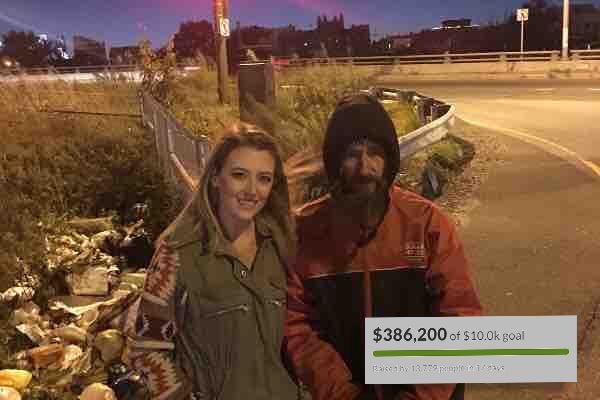 Kate McClure with Johnny Bobbitt Jr. (McClure's GoFundMe page)