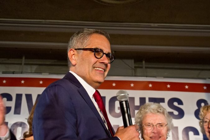 Philadelphia District Attorney Elect Larry Krasner speaks at his victory party