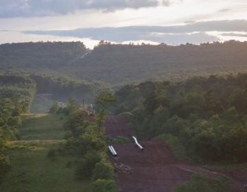 Construction of the Mariner East 2 pipeline in Huntingdon County, Pennsylvania. Environmental groups have asked a judge to revoke the permits issued by DEP to Sunoco.