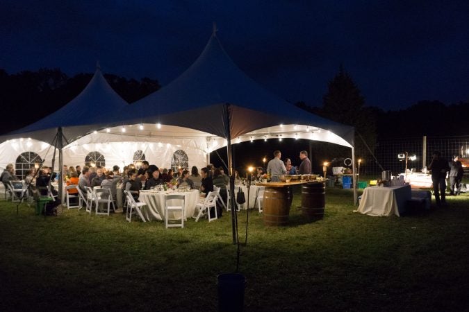 Diners ate in tents next to the fields where most of there meal was grown