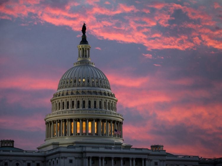 The U.S. Capitol is seen at dawn in Washington