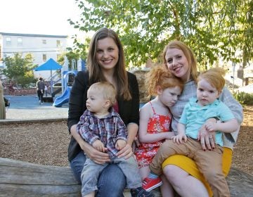 Lacey Kohlmoos, with her son Finn, and Samantha Matlin, with children Olivia, 4, and Logan, 2, campaigned for lactation facilities at 30th Street Station.