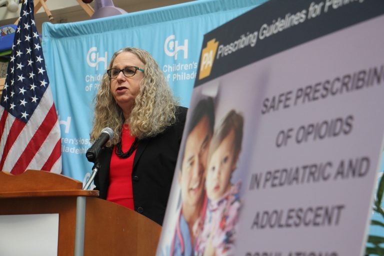 Acting Secretary of Health and Physician General Dr. Rachel Levine announces new safe guidelines for prescribing opioids to children.