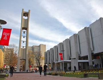 Students walk past Samuel Paley Library on the Temple University campus, where a student died of a drug overdose on Dec. 1.