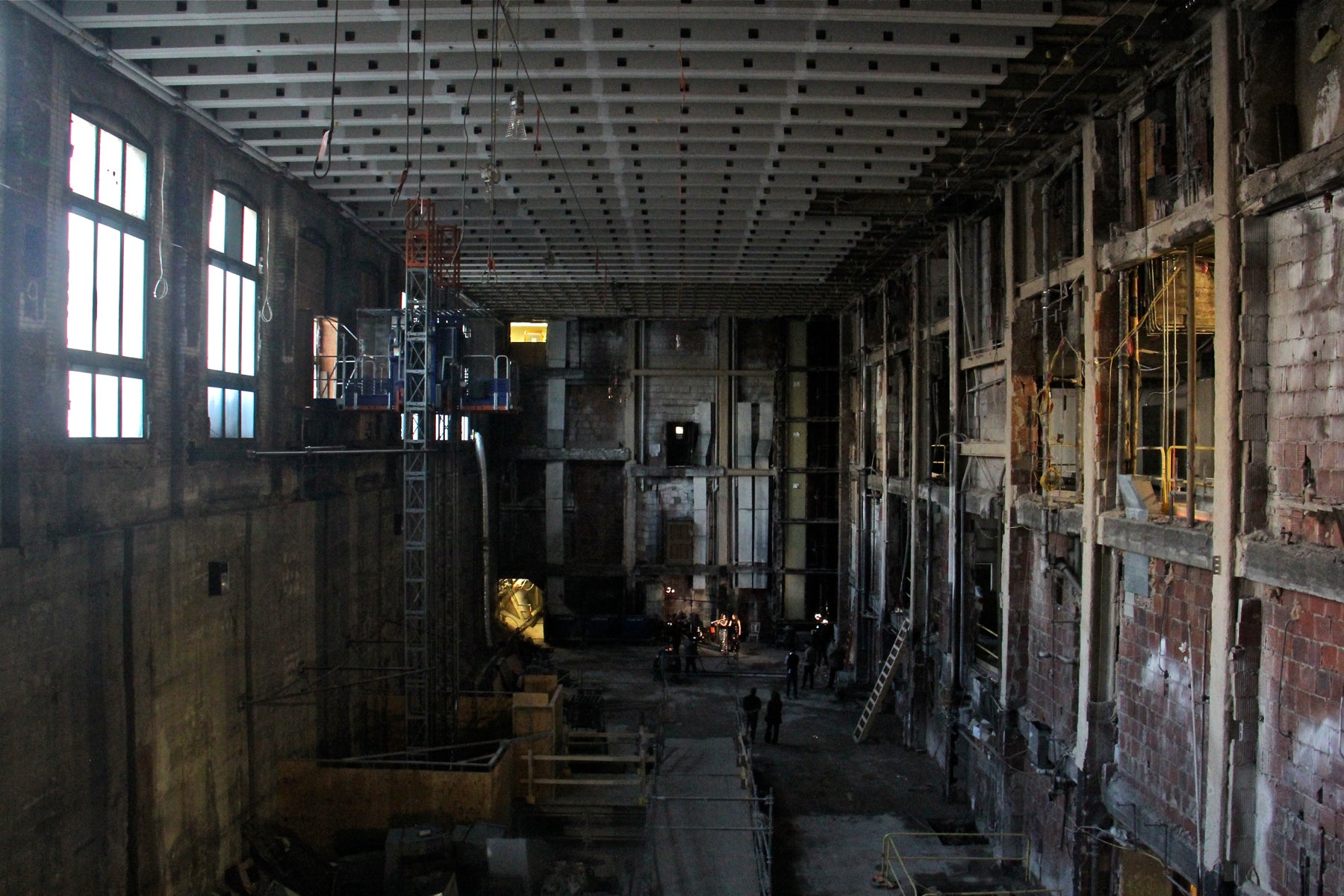 Six stories of shelving has been removed, leaving behind a giant concrete box, 8,000 square feet on the floor and 65 feet high.