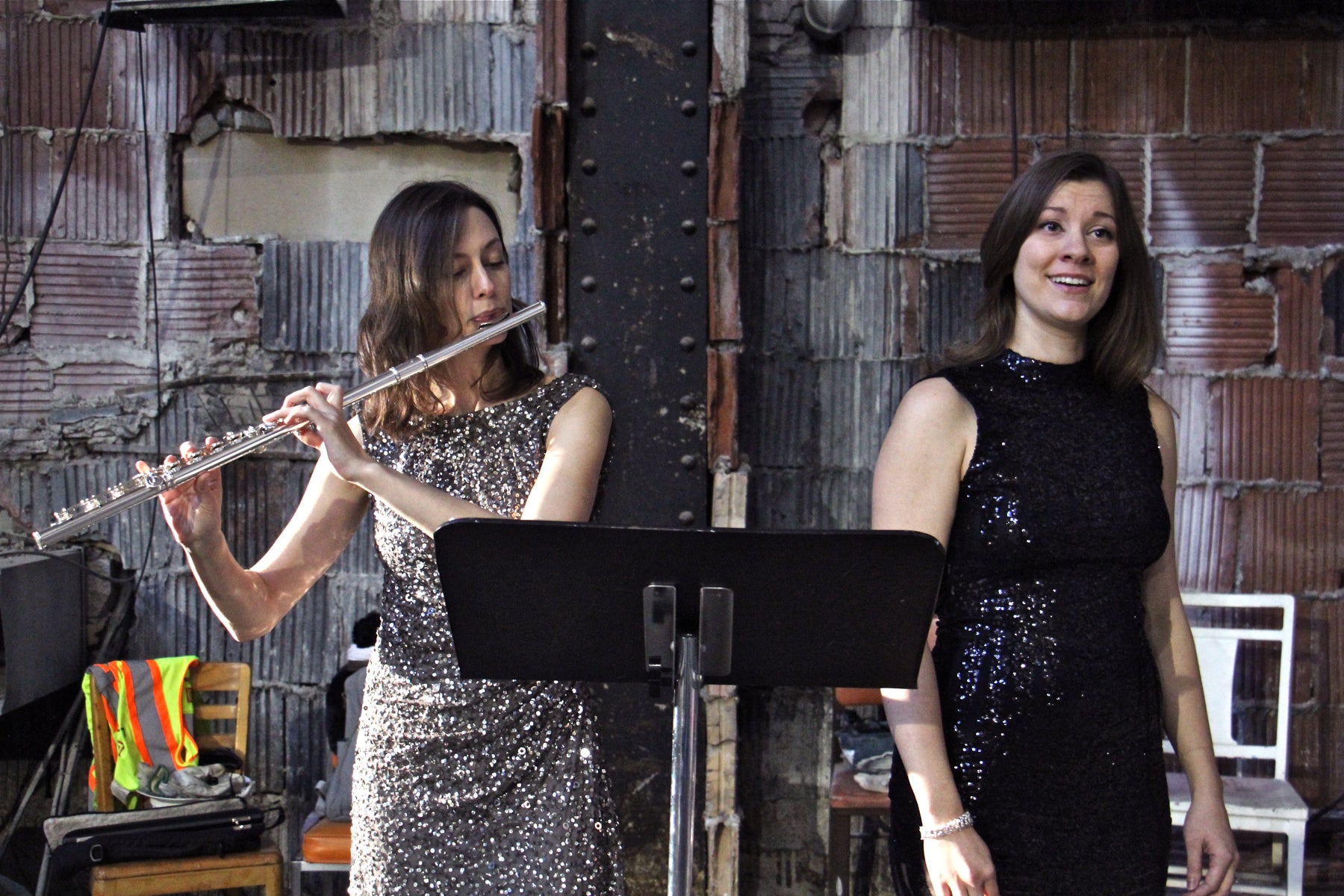 Anna Urrey (left) and Katherine Skovira perform a trio of Irish songs by John Corigliano