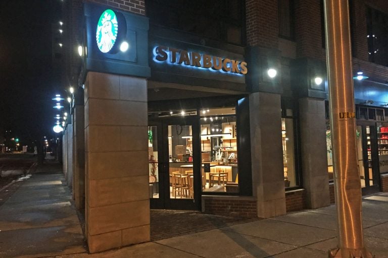 Trenton's first and only Starbucks is located at the intersection of Warren and East Front streets. (Alan Tu/WHYY)