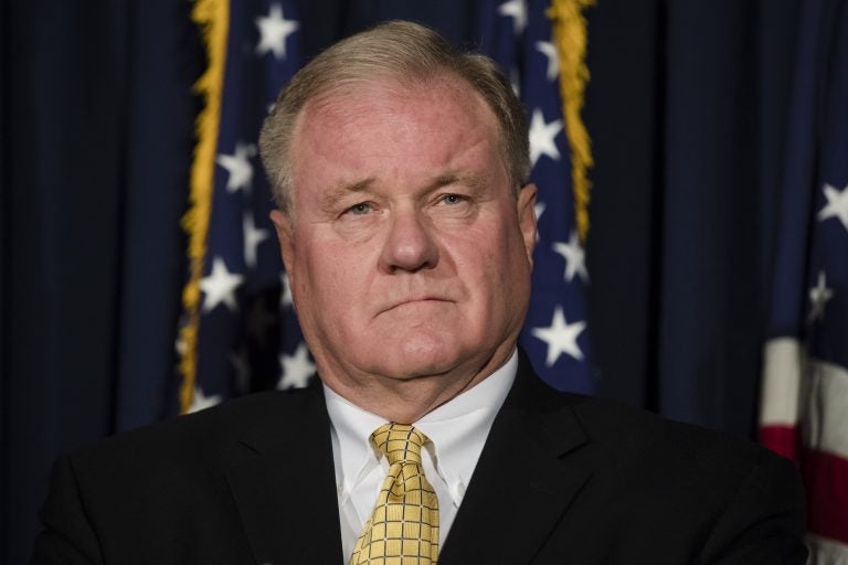 Candidate Pennsylvania Sen. Scott Wagner, R-York County, seeking the Republican Party's nomination to challenge Democratic Gov. Tom Wolf's re-election bid next year takes part in the Montgomery County Republican Committee gubernatorial forum in Blue Bell, Pa., Thursday, Oct. 19, 2017.