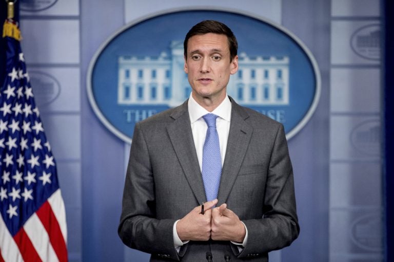 Homeland security and counterterrorism adviser Tom Bossert speaks about malware known as WannaCry, Monday, May 15, 2017, during the daily press briefing at the White House in Washington (Andrew Harnik/AP Photo)