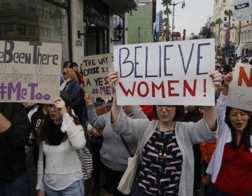 Participants march against sexual assault and harassment at the #MeToo March in the Hollywood section of Los Angeles on Sunday, Nov. 12, 2017.  (Damian Dovarganes/AP Photo)