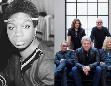 Jazz singer Nina Simone, shown in London, Dec. 5, 1968; and members of Bon Jovi (front row from left), Tico Torres, Jon Bon Jovi, David Bryan, (back row from left), Phil X, and Hugh McDonald  (AP Photo and Drew Gurian/Invision/AP)