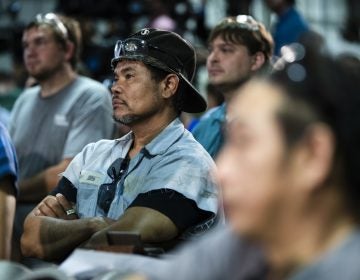 Workers listen to Speaker of the House Paul Ryan, R-Wis., speak at the Pennsylvania Machine Works in Aston, Pa.