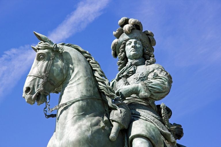 An equestrian statue of France's Louis XIV is shown at the palace at Versailles.