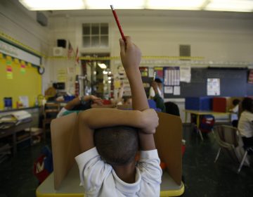 A student raises his hand at Isaac Sheppard School in Philadelphia, Pennsylvania