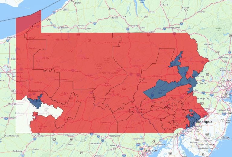 In the last three election cycles Republicans have won 13 of Pennsylvania's 18 congressional seats. The 18th district seat is currently vacant.  Former U.S. Rep. Tim Murphy, a Republican, resigned in October. (Keystone Crossroads)