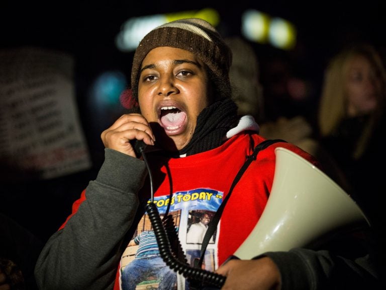 In 2014, Erica Garner led a protest march in New York City after a grand jury decided not to indict a police officer involved in the death of her father, Eric Garner. (Andrew Burton/Getty Images)