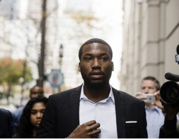 Rapper Meek Mill arrives at the criminal justice center in Philadelphia, Monday, Nov. 6, 2017.(AP Photo/Matt Rourke)