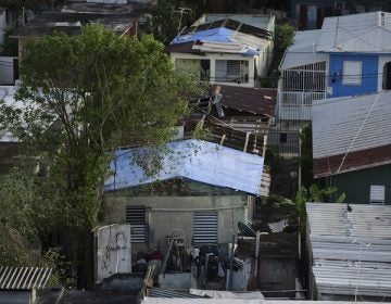 In this Nov. 15, 2017 photo, some roofs damaged by Hurricane Maria have awnings installed in El Gandúl neighborhood, in San Juan, Puerto Rico. A newly created Florida company with an unproven record won more than $30 million in contracts from the Federal Emergency Management Agency to provide emergency tarps and plastic sheeting for repairs to hurricane victims in Puerto Rico. Bronze Star LLC never delivered those urgently needed supplies, which even months later remain in demand on the island.  (AP Photo/Carlos Giusti)