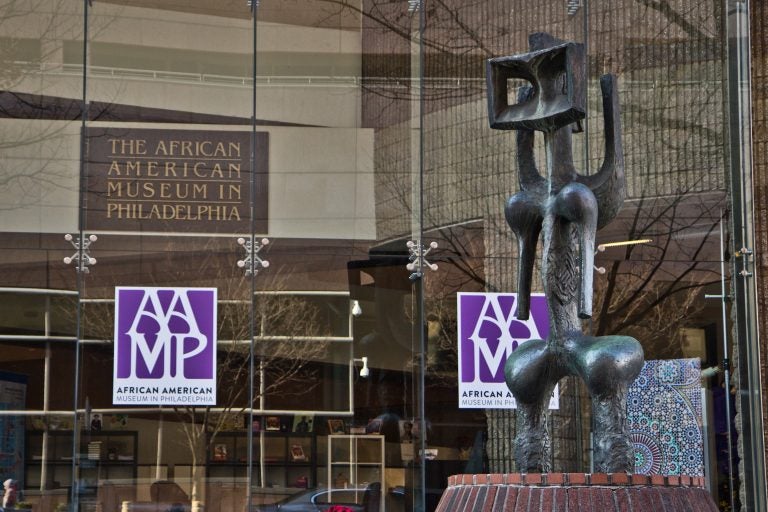 John Rhoden sculpture displayed outside the African American Museum in Philadelphia.