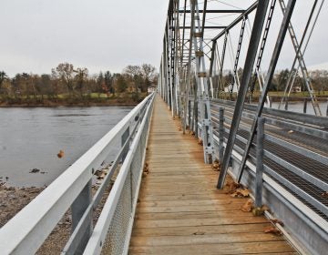 A view of the Delaware River from Washington Crossing Bridge at Washington Crossing Historic Park in Bucks County. (Kimberly Paynter/WHYY)