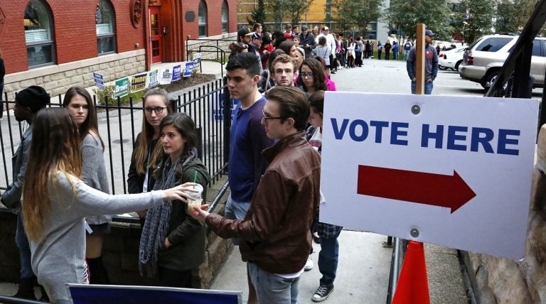 Duquesne University students wait to cast their votes in Pittsburgh during the 2016 Election. (AP Photo/Gene J. Puskar)