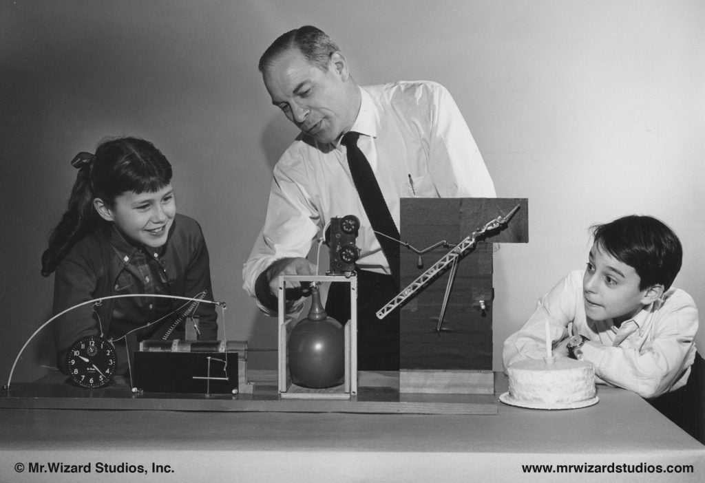 Don Herbert created and starred in Watch Mr. Wizard, a science TV show where he demonstrates experiments for children. 