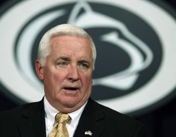 In this Nov. 10, 2011 file photo, Pennsylvania Gov. Tom Corbett speaks during a news conference after a Penn State Board of Trustees meeting in State College, Pa. (Matt Rourke/AP, file)