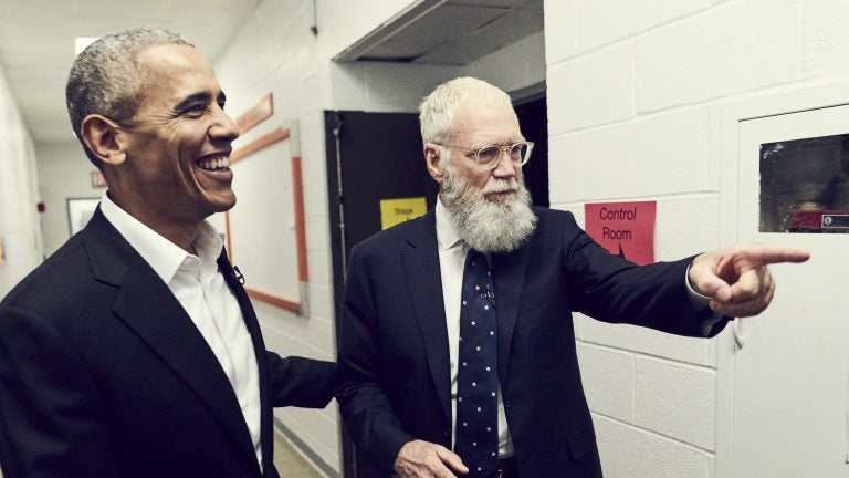 David Letterman interviews former President Barack Obama on My Next Guest Needs No Introduction with David Letterman. (Joe Pugliese/Netflix)