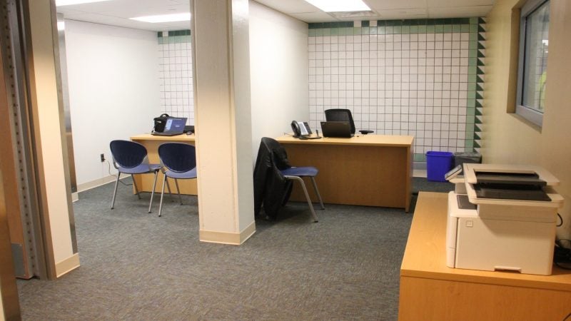 A suite of offices provides space for clients to meet with case managers and begin looking for permanent housing. (Emma Lee/WHYY)