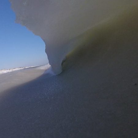 Long Beach Island slushy ocean on Tuesday. (Photo courtesy of Chris Huch)