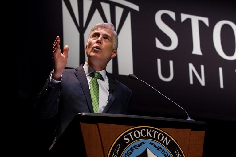 Supreme Court Justice Neil Gorsuch speaks Tuesday at Stockton University in Galloway, New Jersey. (Susan Allen/ Stockton University)
