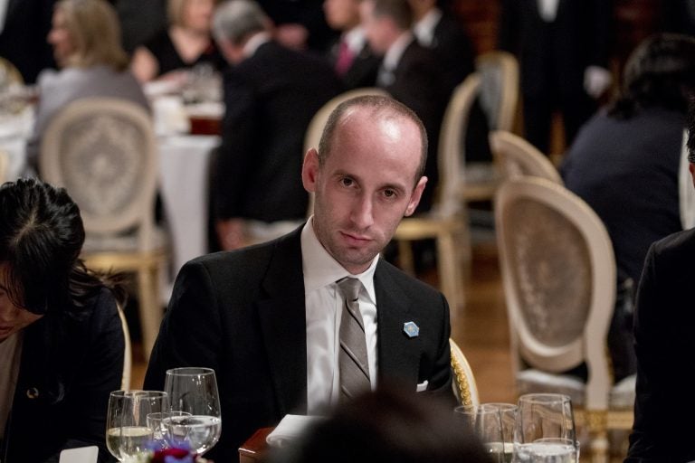 President Donald Trump's White House Senior Adviser Stephen Miller arrives for a state dinner for President Donald Trump and Japanese Prime Minister Shinzo Abe the Akasaka Palace, Monday, Nov. 6, 2017, in Tokyo.