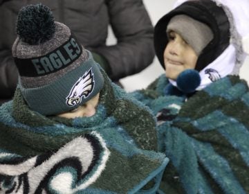 Young fans watch during the first half of an NFL divisional playoff football game between the Philadelphia Eagles and the Atlanta Falcons, Saturday, Jan. 13, 2018, in Philadelphia. (Chris Szagola/AP Photo)
