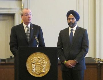 New Jersey Gov. Phil Murphy and Attorney General Gurbir Grewal outlines the state's participation in a legal challenge to preserve DACA. (Phil Gregory/WHYY)