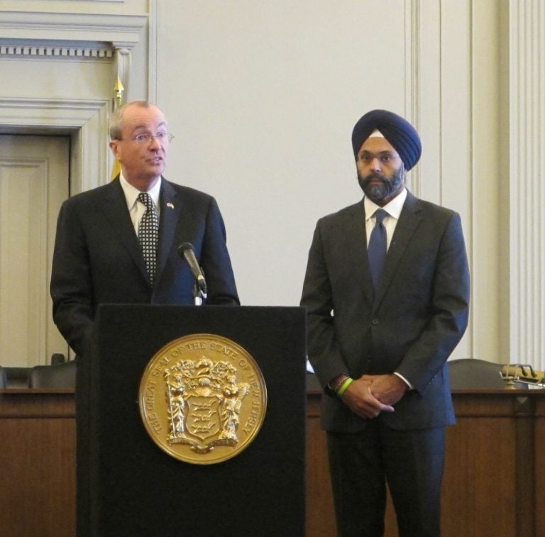 New Jersey Gov. Phil Murphy and Attorney General Gurbir Grewal outlines the state's participation in a legal challenge to preserve DACA. (Phil Gregory/WHYY)