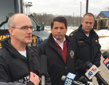 Police Chief Harry Earle speaks to reporters following a standoff Thursday (Tom MacDonald/WHYY)