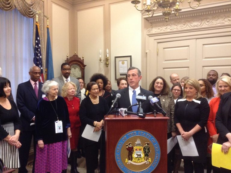 Gov. Carney and state legislators show support for paid maternity leave.