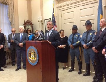 Gov. Carney announced legislation to keep guns out of the hands of individuals suffering from mental illness. (WHYY/Zoe Read)