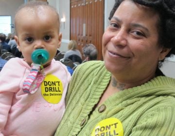 Cayleigh Dorsey was the youngest to stand by the podium at the DRBC hearing. She’s one year old, and was held by her grandmother Alicia Dorsey, from South Philadelphia.