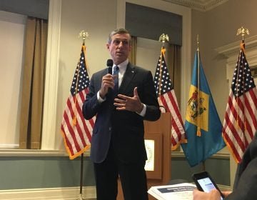 Delaware Gov. John Carney presents his FY 2019 budget to state lawmakers at the Delaware Public Archives in Dover. (Mark Eichmann/WHYY)