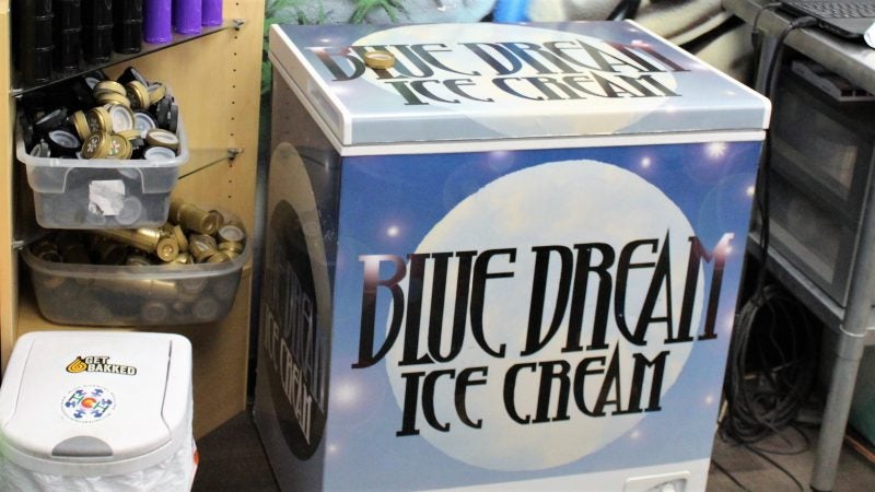 A freezer for THC infused ice cream. (Bill Barlow/for WHYY)