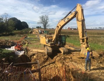 A Mariner East 2 construction site in Lebanon County. Sunoco says it expects to have the pipeline in service by the end of the second quarter, 2018. (Jon Hurdle/StateImpact Pennsylvania)