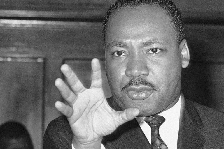 Martin Luther King speaks in Atlanta in 1960.
