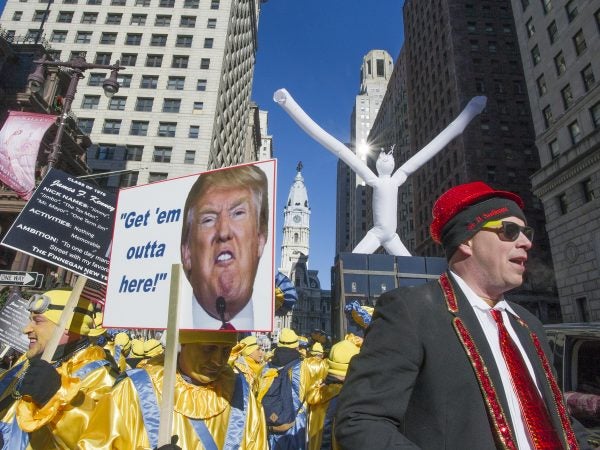 The Finnegan New Year's Brigade poked fun at President Trump and Mayor Kenny.